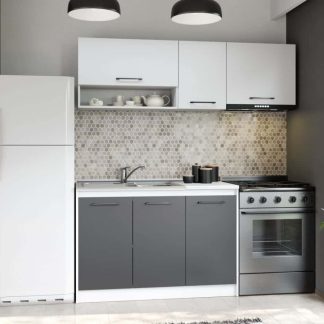 Set Mobila Bucatarie Mina Dual 180 Gri Antracit/Alb C105