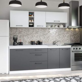 Set Mobila Bucatarie Mina Dual 200 Gri Antracit/Alb C95