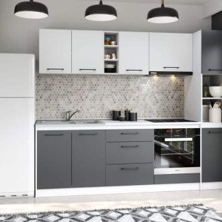 Set Mobila Bucatarie Mina Dual 244 Gri Antracit/Alb C121