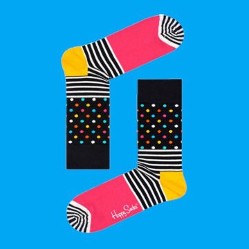 Sosete Happy Socks cu dungi si buline