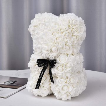 Ursulet din spuma alb, 25 cm, cutie cadou