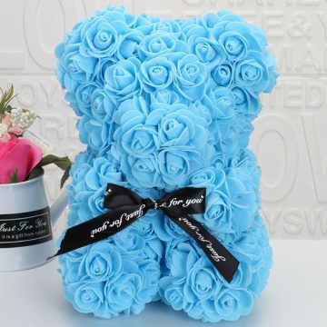 Ursulet din spuma bleu, 25 cm, cutie cadou