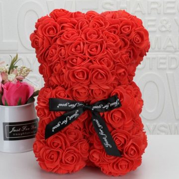 Ursulet din spuma rosu, 25 cm, cutie cadou