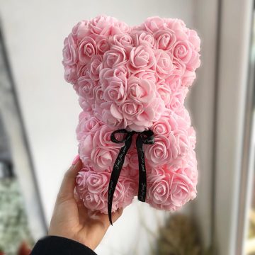 Ursulet din spuma roz, 25 cm, cutie cadou