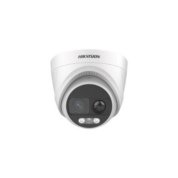 Camera supraveghere Dome ColorVu HikVsion DS-2CE72KF3T-PIRXO-2.8MM, 3K, 2.8 mm, lumina calda 20 m, PIR, sirena, stroboscop, difuzor incorporat
