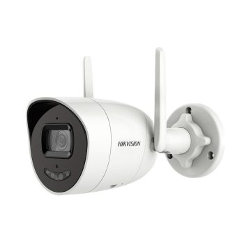 Camera supraveghere IP Wi-Fi exterior ColorVu AcuSense Hikvision DS-2CV2027G0-LDW2, 2 MP, 2.8 mm, slot card, lumina alba 30 m