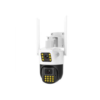 Camera de supraveghere rotativa duala wireless IP WiFi Speed Dome Full Color PTZ Vstarcam CS663DR, 2MP, 4 mm, lumina alba/IR 30 m, slot card, microfon, detectie miscare