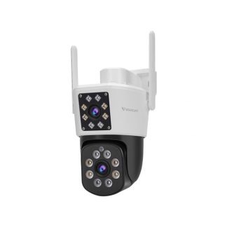 Camera supraveghere rotativa exterior cu lentila duala IP PTZ Speed Dome Wi-Fi Vstarcam C662DR, 2 MP, 4 mm, IR 15-30 m, slot card, microfon si difuzor, auto tracking