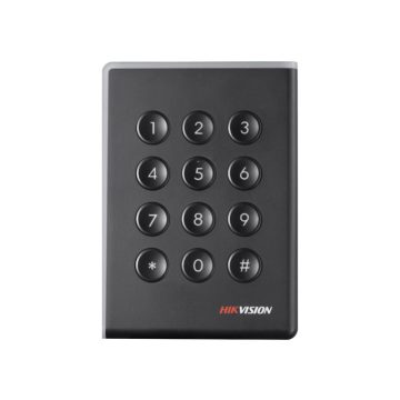Cititor de proximitate RFID cu tastatura Hikvision DS-K1108AMK, Wiegand, Mifare, 13.56 MHz, cod PIN, interior/exterior