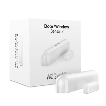 Contact magnetic wireless Fibaro FGDW-002-1 ZW5, aparent, Z-Wave Plus, 868 MHz, RF 50 m, senzor temperatura, alb