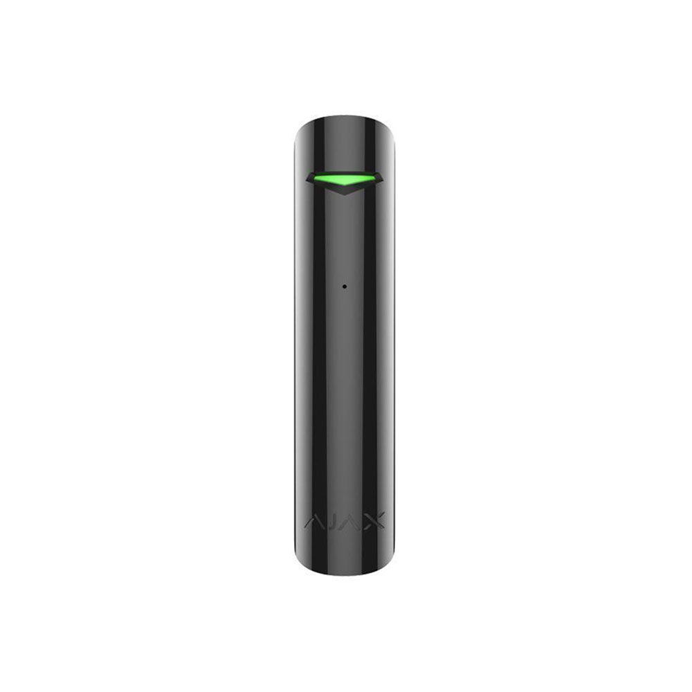 Detector de geam spart wireless Ajax GlassProtect BL, 9 m, 180 grade, contact NC, 868 MHz, RF 1000 m, negru