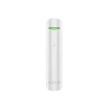 Detector de geam spart wireless Ajax GlassProtect WH, 9 m, 180 grade, contact NC, 868 MHz, RF 1000 m, alb