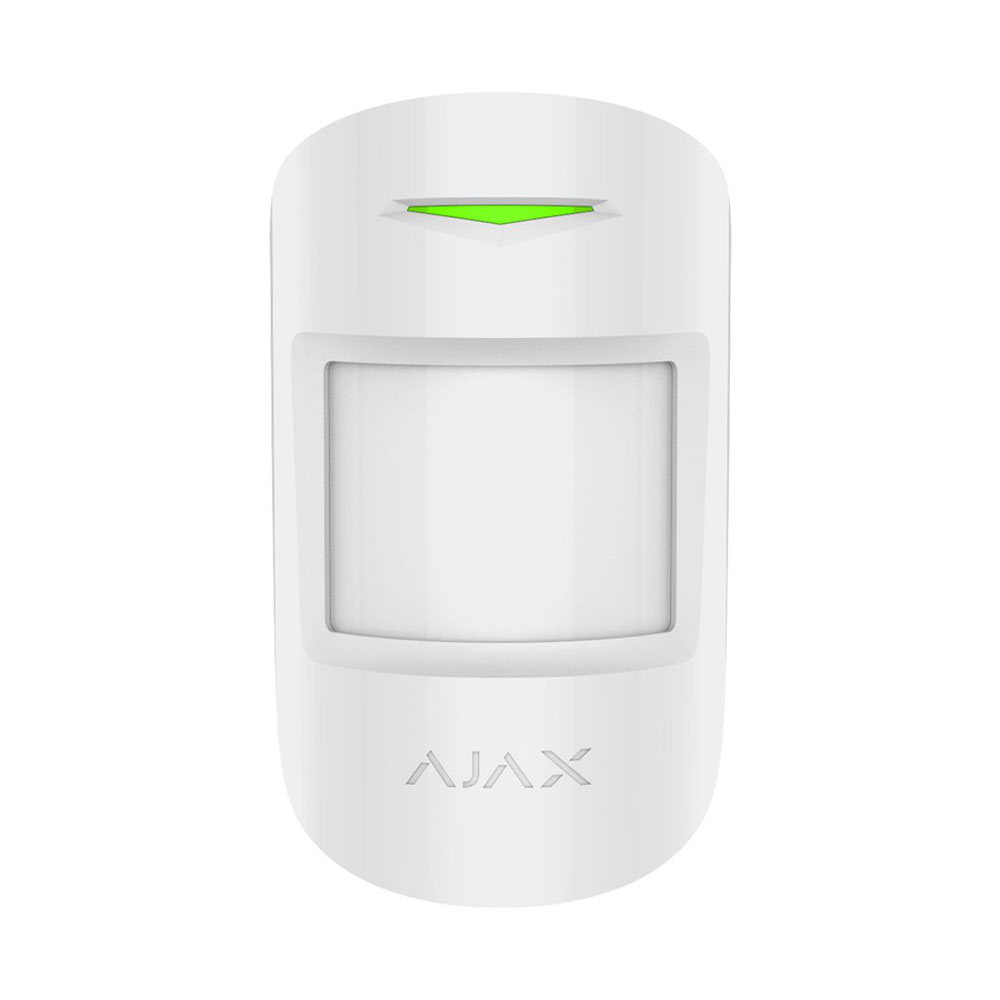 Detector de miscare si geam spart wireless PIR Ajax CombiProtect WH, 12/9 m, 88/180 grade, pet immunity, 868 MHz, RF 1200 m