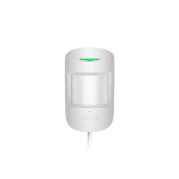 Detector de miscare PIR Ajax MotionProtect Plus Fibra WH, 12 m, 88 grade, pet immunity, 2000 m