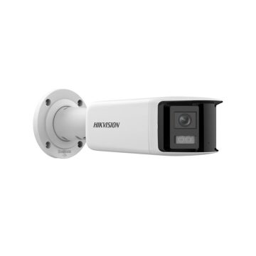 Camera supraveghere exterior IP panoramica AcuSense HikVision DS-2CD2T66G2PISUSL, 6 MP, 2 x 2.8 mm, IR 40 m, slot card, microfon si difuzor, PoE, stroboscop, sirena