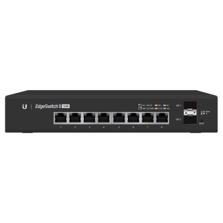 Switch cu 8 porturi PoE Gigabit Ubiquiti EdgeSwitch ES-8-150W, 20 Gbps, 2 porturi SFP, cu management, PoE+