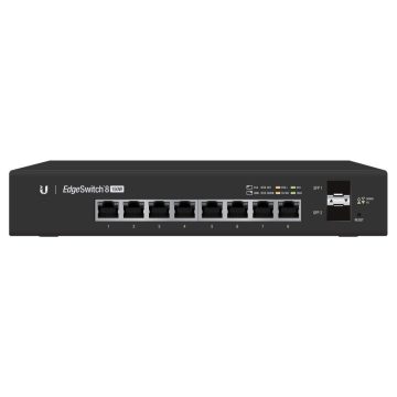 Switch cu 8 porturi PoE Gigabit Ubiquiti EdgeSwitch ES-8-150W, 20 Gbps, 2 porturi SFP, cu management, PoE+