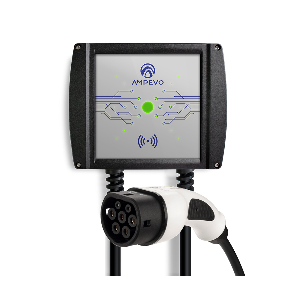 Statie incarcare masini electrice Ampevo AMP107T2GC-CP+RFID, 7.4 kW, Type 2, monofazat, cablu 5 m + 2x card RFID