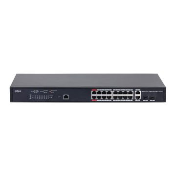 Switch cu 18 porturi Dahua PFS4218-16GT-130, MAC 16K, 56 Gbps, cu management, PoE