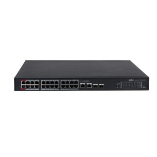 Switch inteligent PoE Gigabit cu 24 Porturi Dahua PFS3228-24GT-360-V2, 100 Mbps, 2K MAC, Fara management