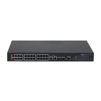Switch PoE cu 24 porturi Dahua PFS4226-24ET-360-V3, 100 Mbps, 4K MAC, Cu management