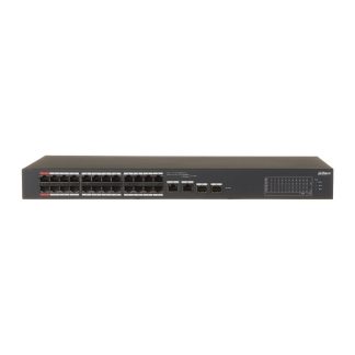 Switch rackabil cu 26 porturi Dahua CS4226-24ET-375 ,24 porturi PoE 10/100 Mbps, 2 porturi SFP Gigabit, cu cloud management