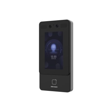 Terminal de control acces cu recunoastere faciala Hikvision DS-K1T342DX-E1, 15000 fete, 3000 carduri, microfon si difuzor