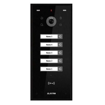 Post de exterior videointerfon Electra VPH.05S03.ELBTL , 5 familii, montaj aparent, 4 fire, RFID, negru