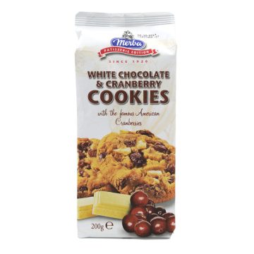 Biscuiti Cu Ciocolata Alba Si Merisoare Merba 200g, Merba