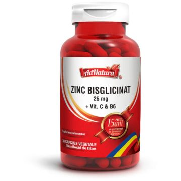 Zinc Bisglicinat 25mg cu Vitamina C si B6 30cps