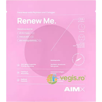 Masca cu Peptide, Colagen Hidrolizat si Acid Hialuronic Renew Me 25ml