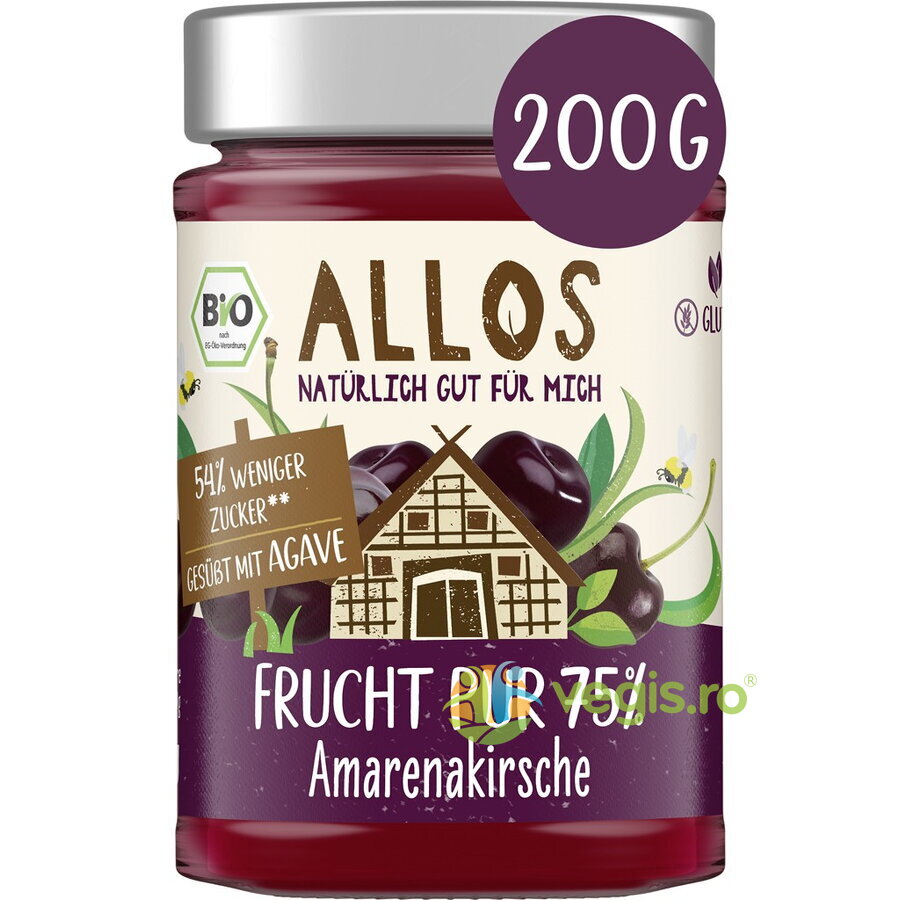 Dulceata de Cirese Amare cu Sirop de Agave fara Gluten Ecologica/Bio 200g