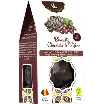 Biscuiti cu Ciocolata si Visine fara Zahar Adaugat 130g
