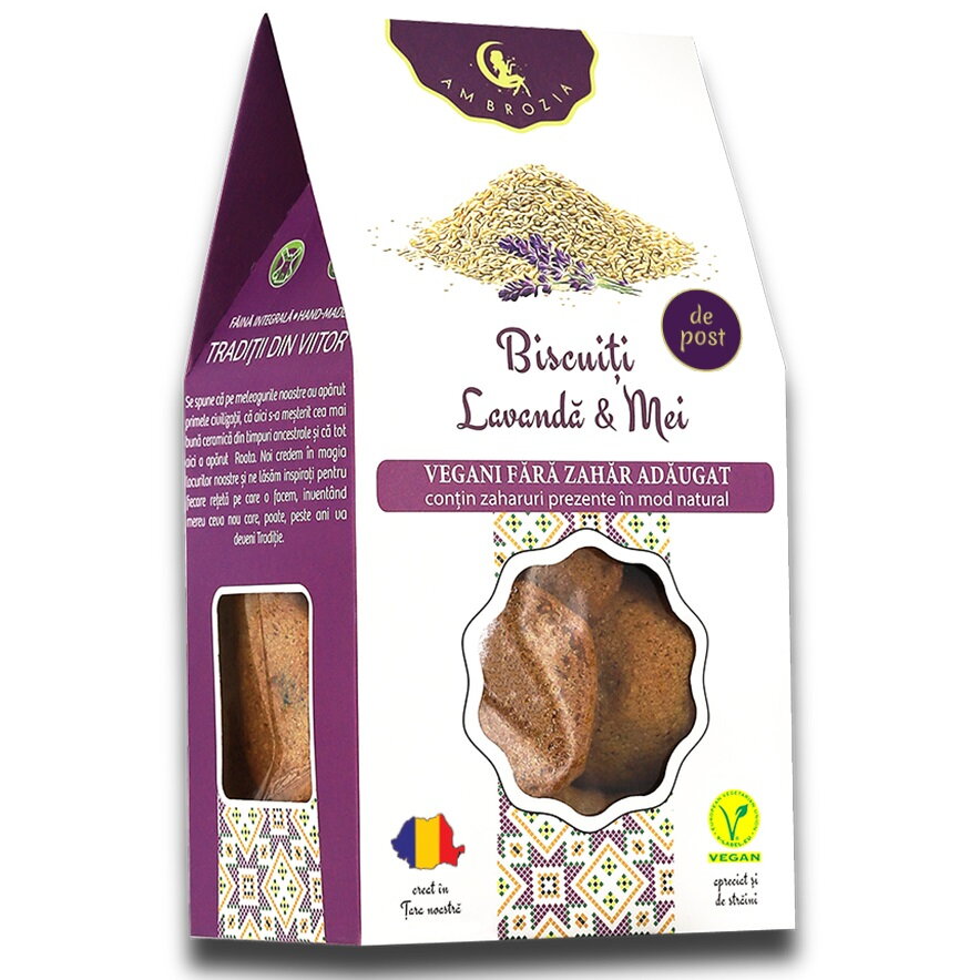 Biscuiti cu Lavanda si Mei fara Zahar Adaugat 130g