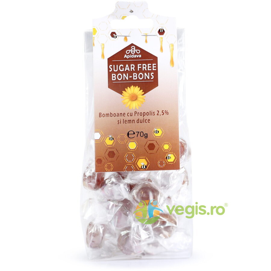 Bomboane cu Propolis 2.5% si Lemn Dulce fara Zahar Adaugat 70g