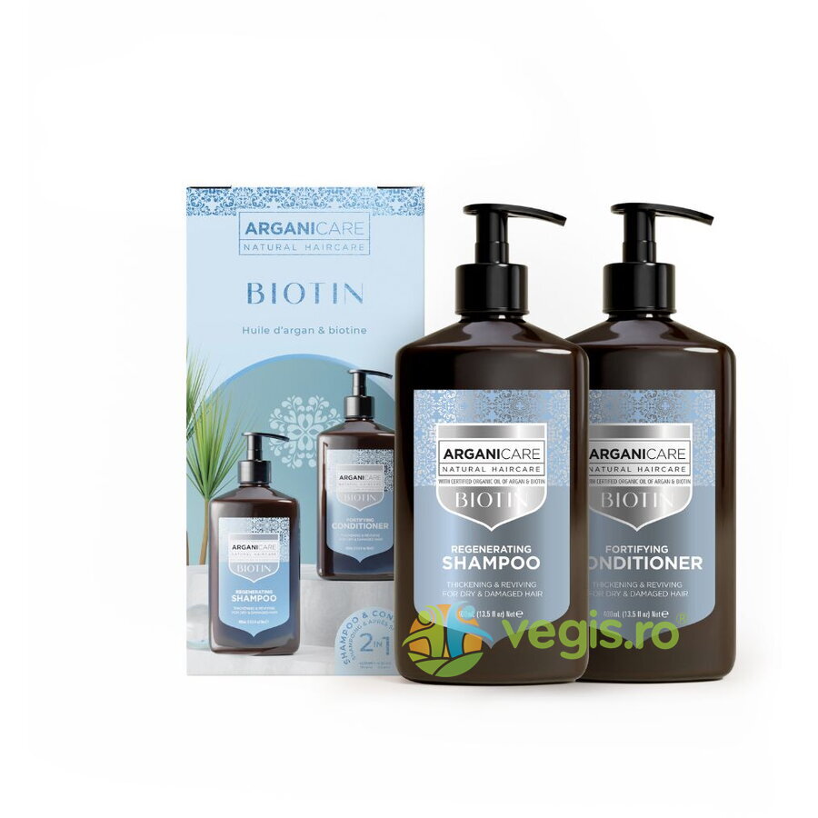 Set Sampon si Balsam pentru Par Uscat sau Deteriorat cu Biotina 2x400ml