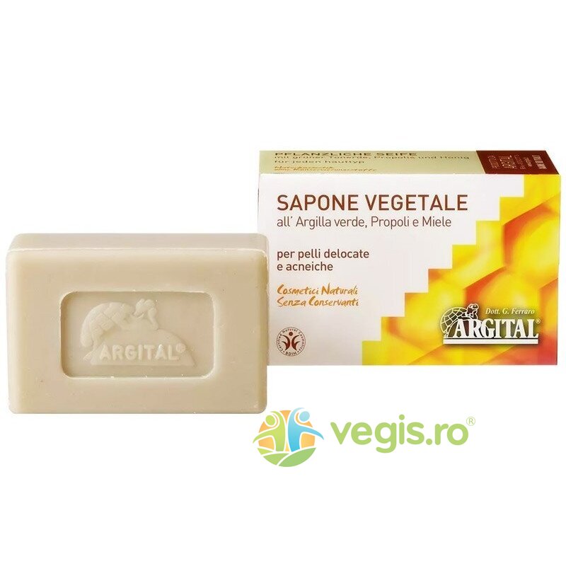Sapun Vegetal Antiacnee cu Argila Verde, Propolis si Miere 100g