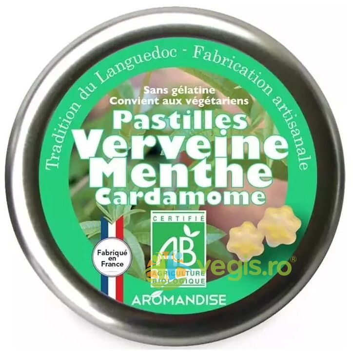 Bomboane Artizanale cu Verbina, Menta si Cardamom Ecologice/Bio 45g