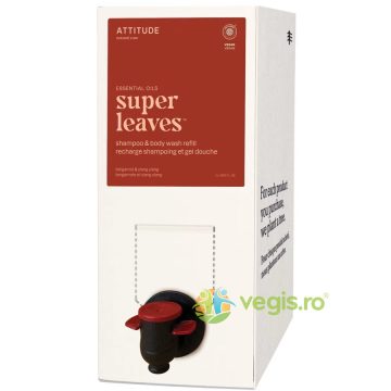 Rezerva Sampon si Gel de Dus 2in1 cu Bergamota si Ylang Ylang Super Leaves 2L