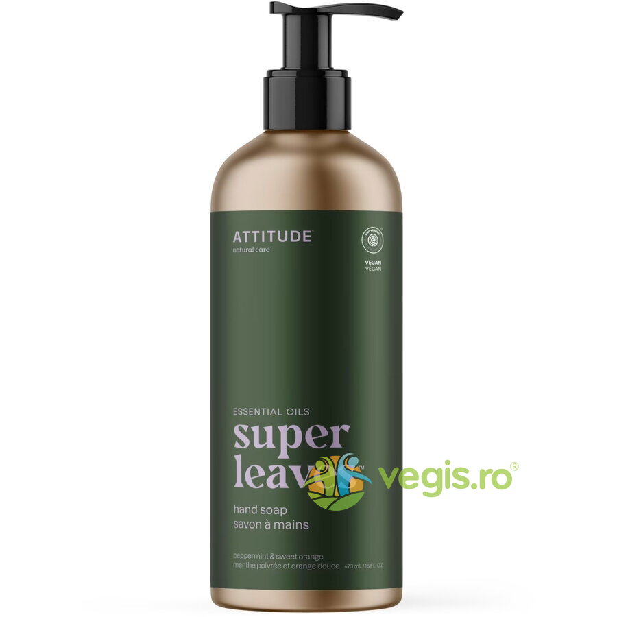 Sapun de Maini cu Menta si Portocala Dulce Super Leaves 473ml