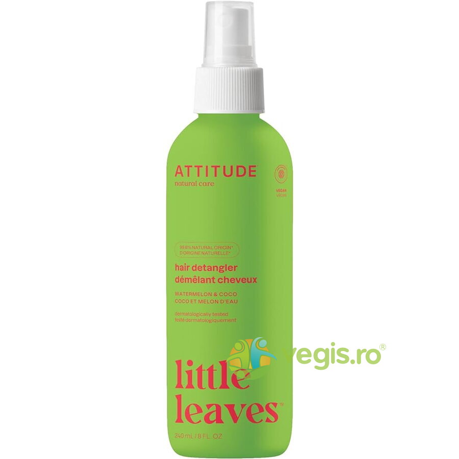 Spray Descalcire Par pentru Copii cu Pepene si Cocos Little Leaves 240ml