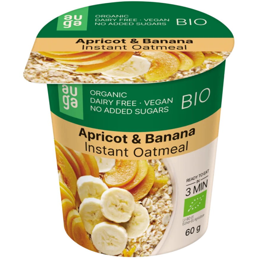Ovaz Integral cu Caise si Banane fara Zahar Adaugat Ecologic/Bio 60g