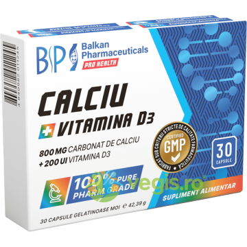 Calciu + Vitamina D3 30cps moi