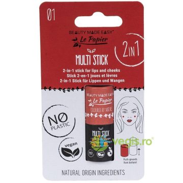 Stick 2 in 1 pentru Buze si Obraji 01 Red 6g