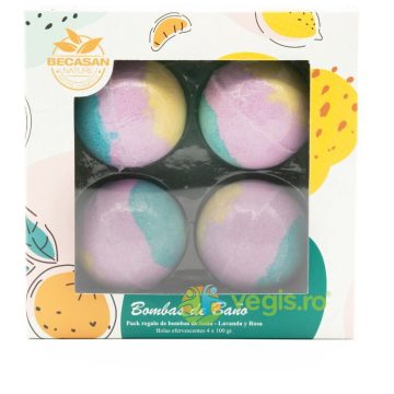 Set Cadou Bile de Baie cu Parfum de Lavanda si Trandafir 4x100g