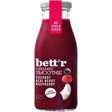 Smoothie cu Zmeura, Acai si Cocos fara Zahar Adaugat Ecologic/Bio 250ml