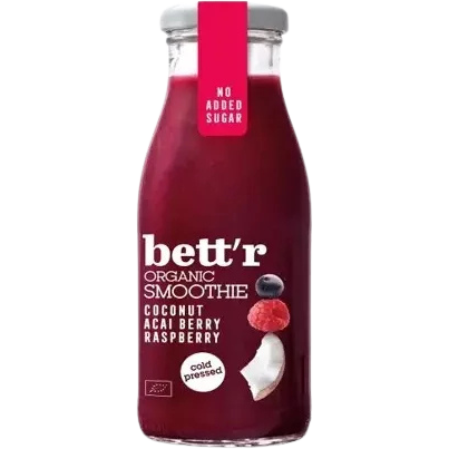 Smoothie cu Zmeura, Acai si Cocos fara Zahar Adaugat Ecologic/Bio 250ml