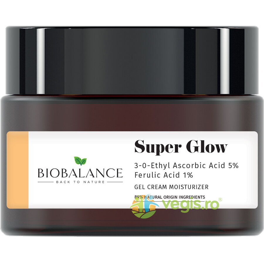 Crema-Gel Iluminatoare Antirid Impotriva Petelor Pigmentare cu Acid Ascorbic 5% + Acid Ferulic 1% Super Glow 50ml