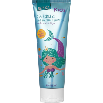 Sampon si Gel de Dus pentru Copii cu Ulei de Cimbru si Parfum de Piersica Alba Sea Princess 250ml
