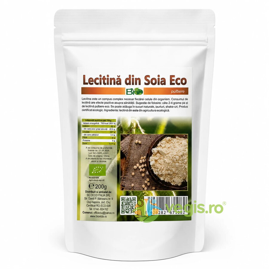 Lecitina de Soia Pulbere Ecologica/Bio 200g